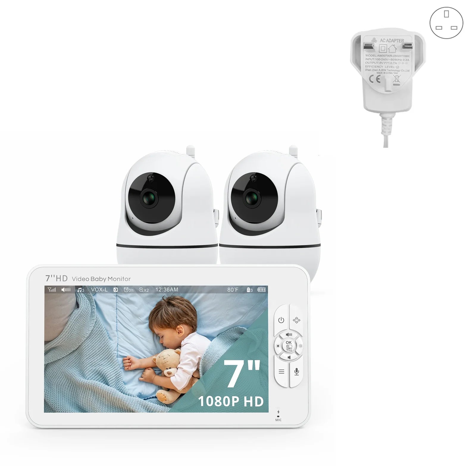 7 Zoll HD Babyphone Split Screen mit Fernsteuerung