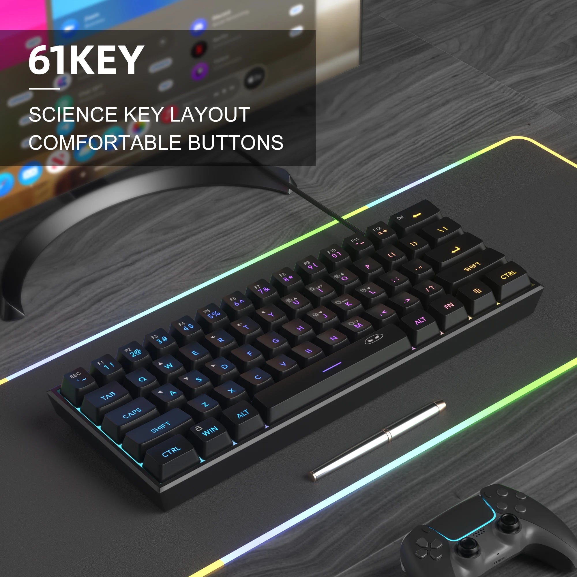MageGee TS91 60 % Mini RGB Gaming-Tastatur
