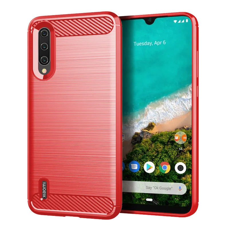 Weiche Silikonhülle Xiaomi Mi A3 Carbon Fiber