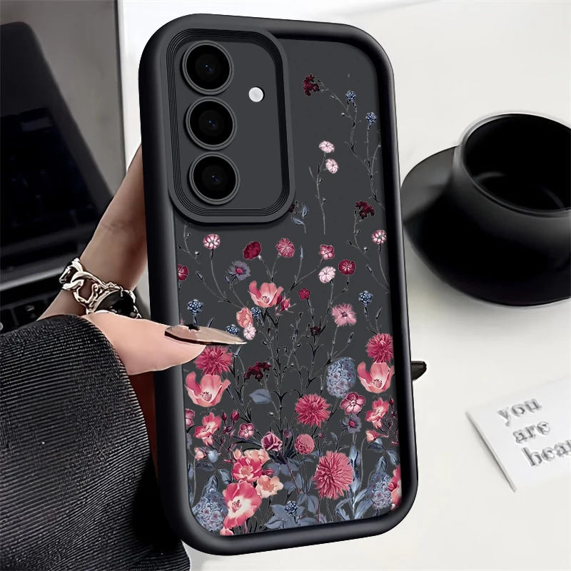 Elegante rote Blumenhülle für Samsung Galaxy & A-Serie