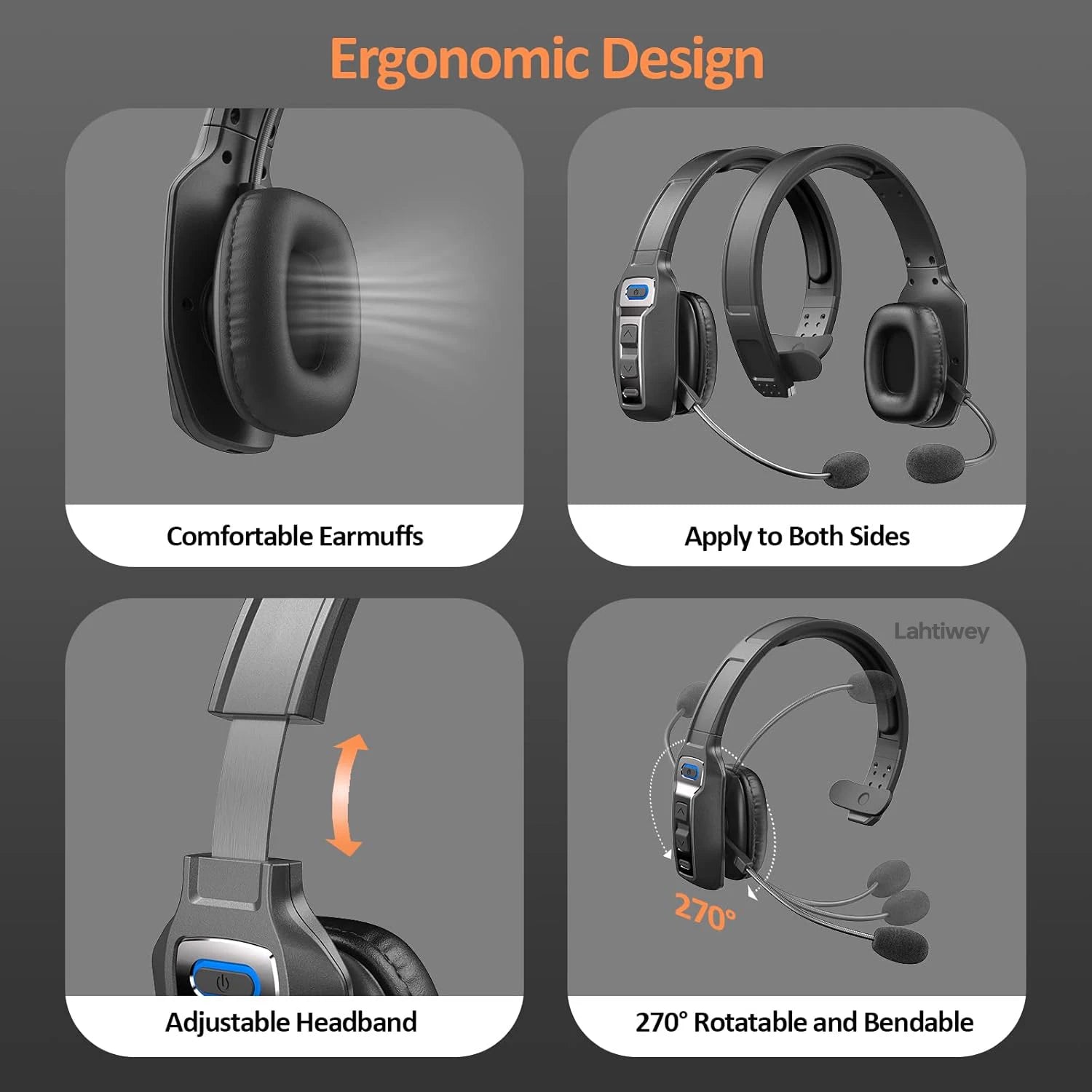 Bluetooth Headset mit Mikrofon und AI Geräuschfilter
