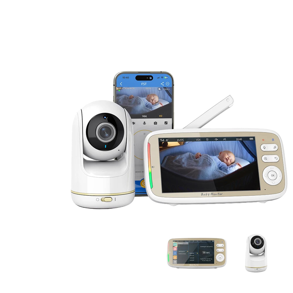 HD 1080P Babyphone mit Zwei-Wege-Audio, PTZ und Temperaturüberwachung