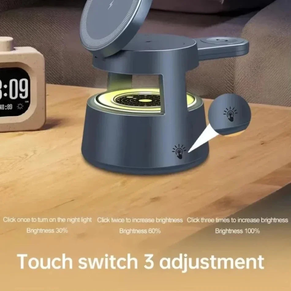 Magnetische 3-in-1 Ladestation mit LED und Lautsprecher