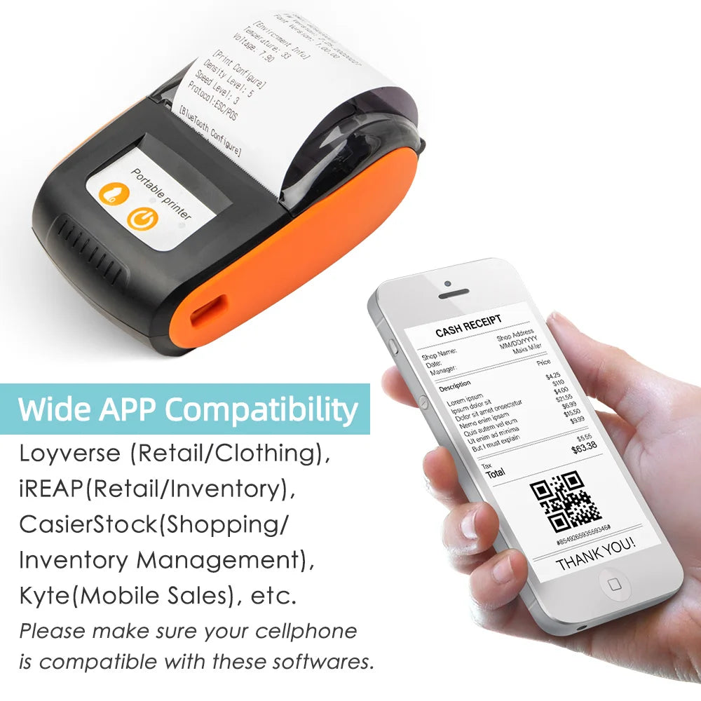 Mobiler 58mm Thermo-Belegdrucker Bluetooth & USB
