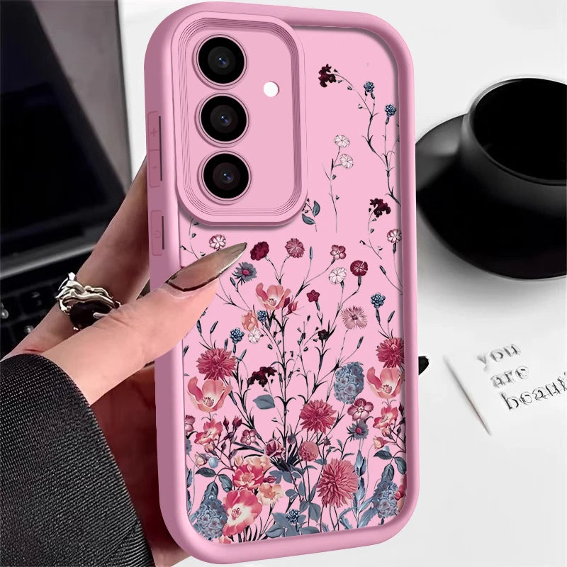 Elegante rote Blumenhülle für Samsung Galaxy & A-Serie