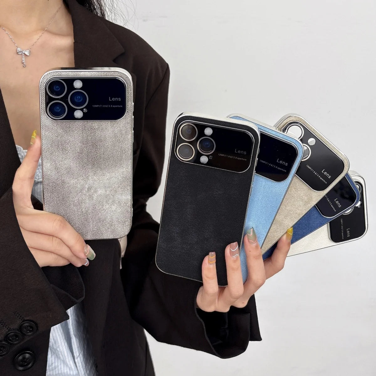 Retro Cowboy Stoff Handyhülle mit Fenster