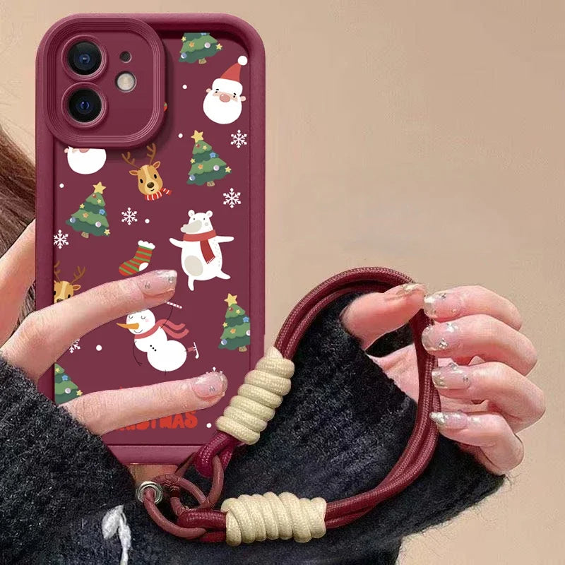 Cute Christmas phone case with red chain for Pixel