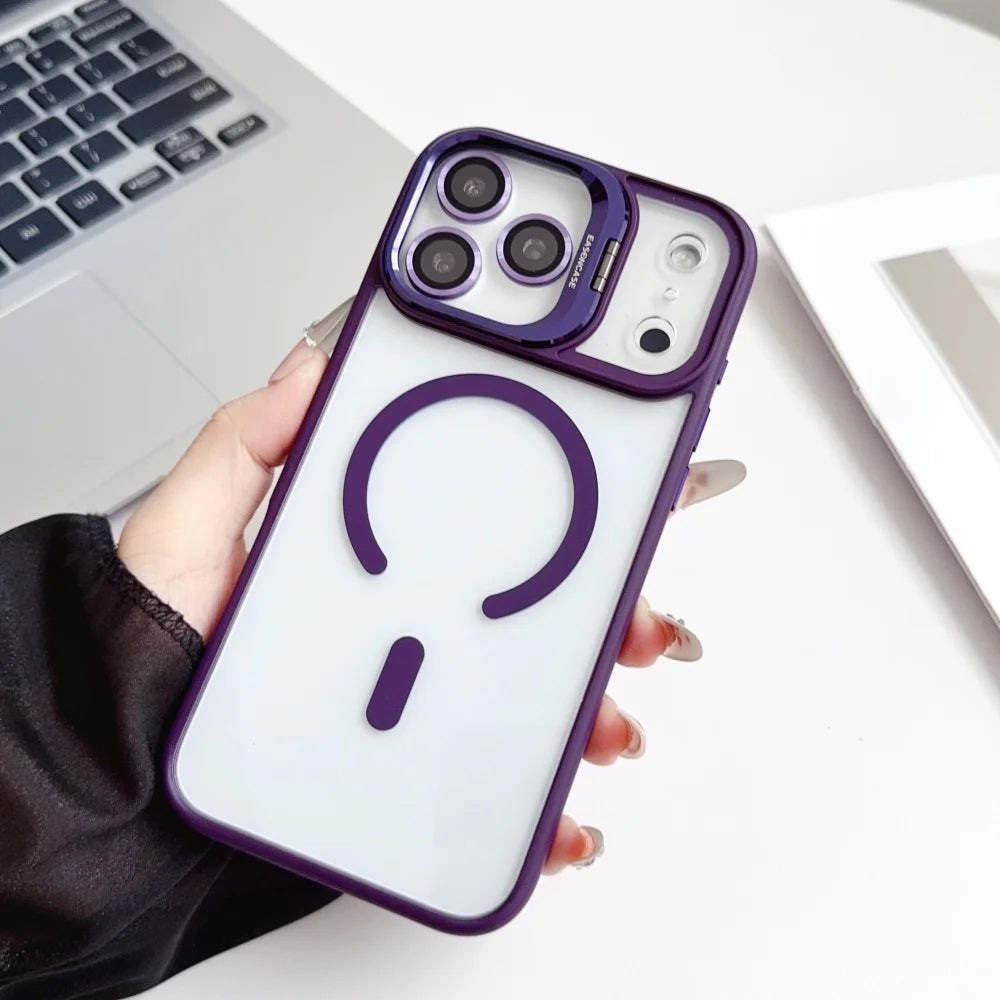 MagSafe Hülle für iPhone 17 Pro Max – Unsichtbarer Ständer, Kameraobjektivschutz, Transparent