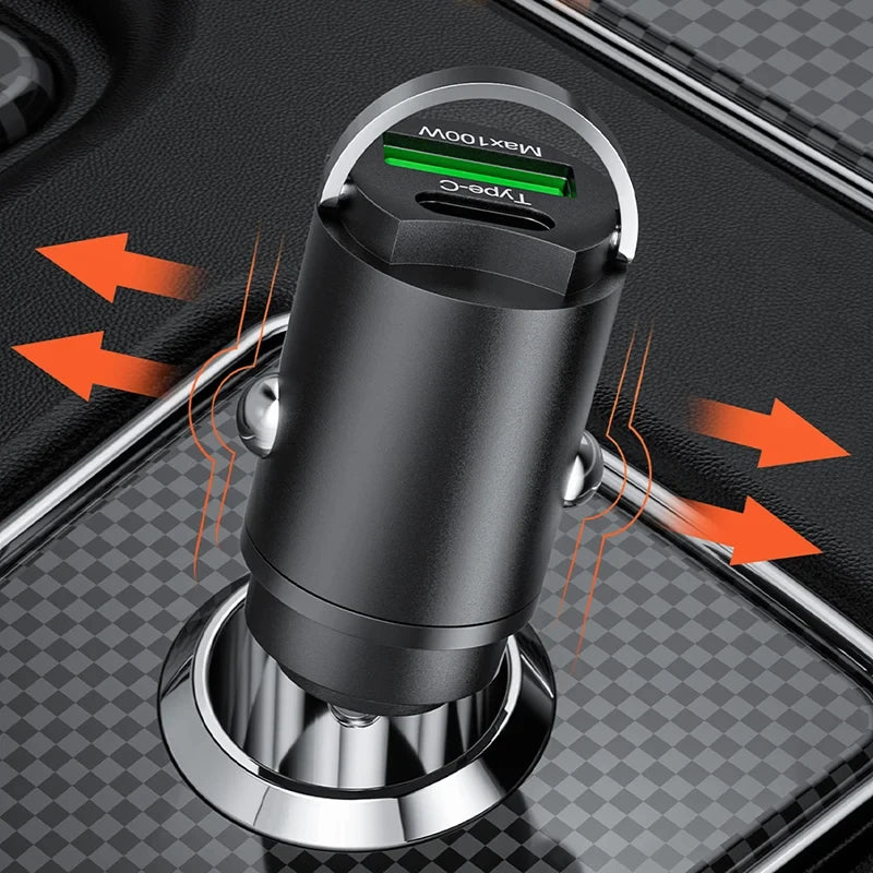 100W Auto Ladegerät USB C Schnellladeadapter