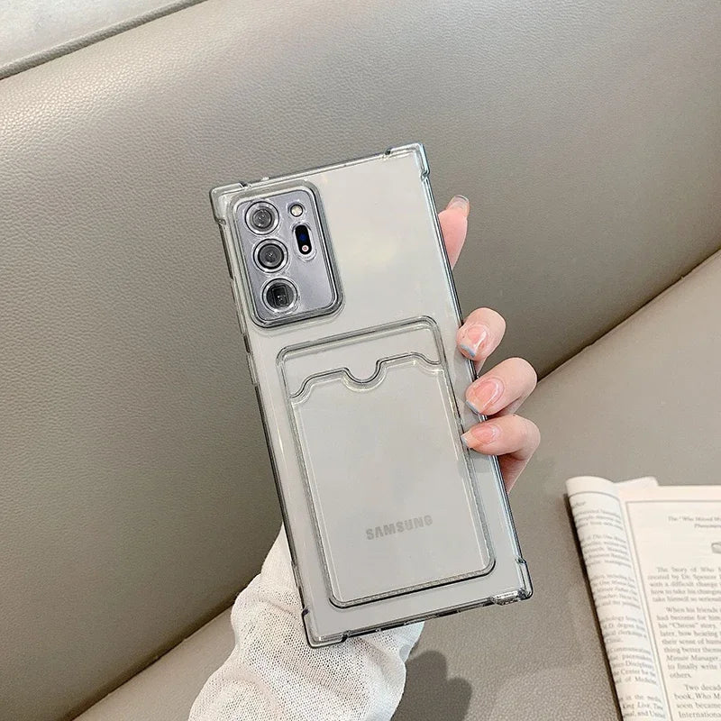 Transparente TPU Hülle mit Kartenfach für Samsung