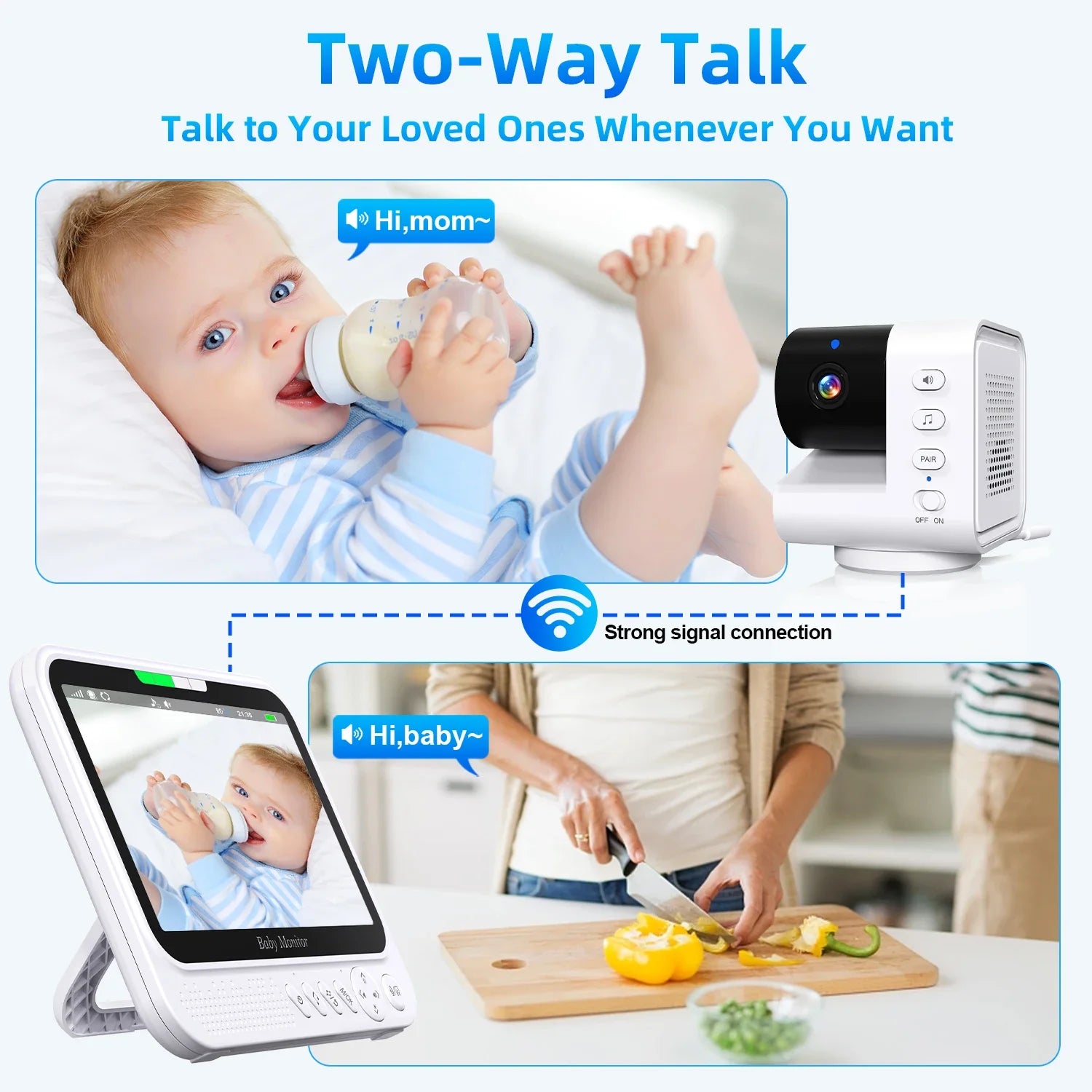 7-inch video baby monitor with pan-tilt-zoom
