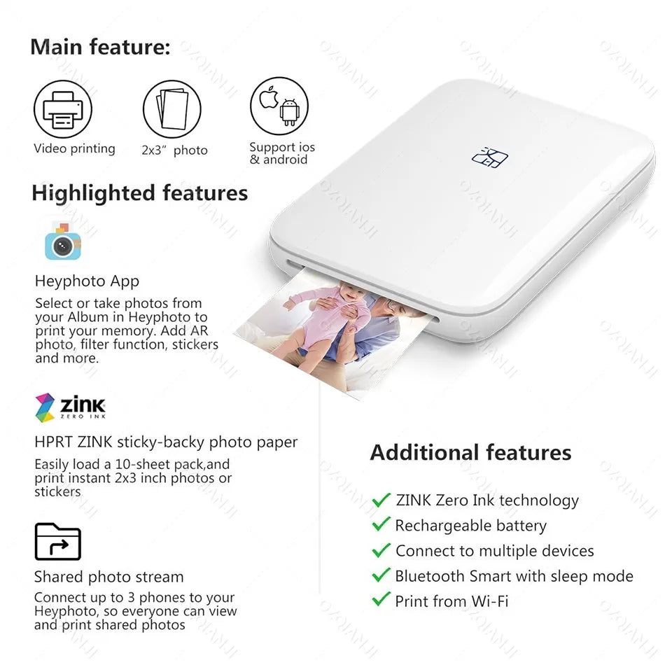 HPRT MT53 Mobile Mini Photo Printer with ZINK Technology