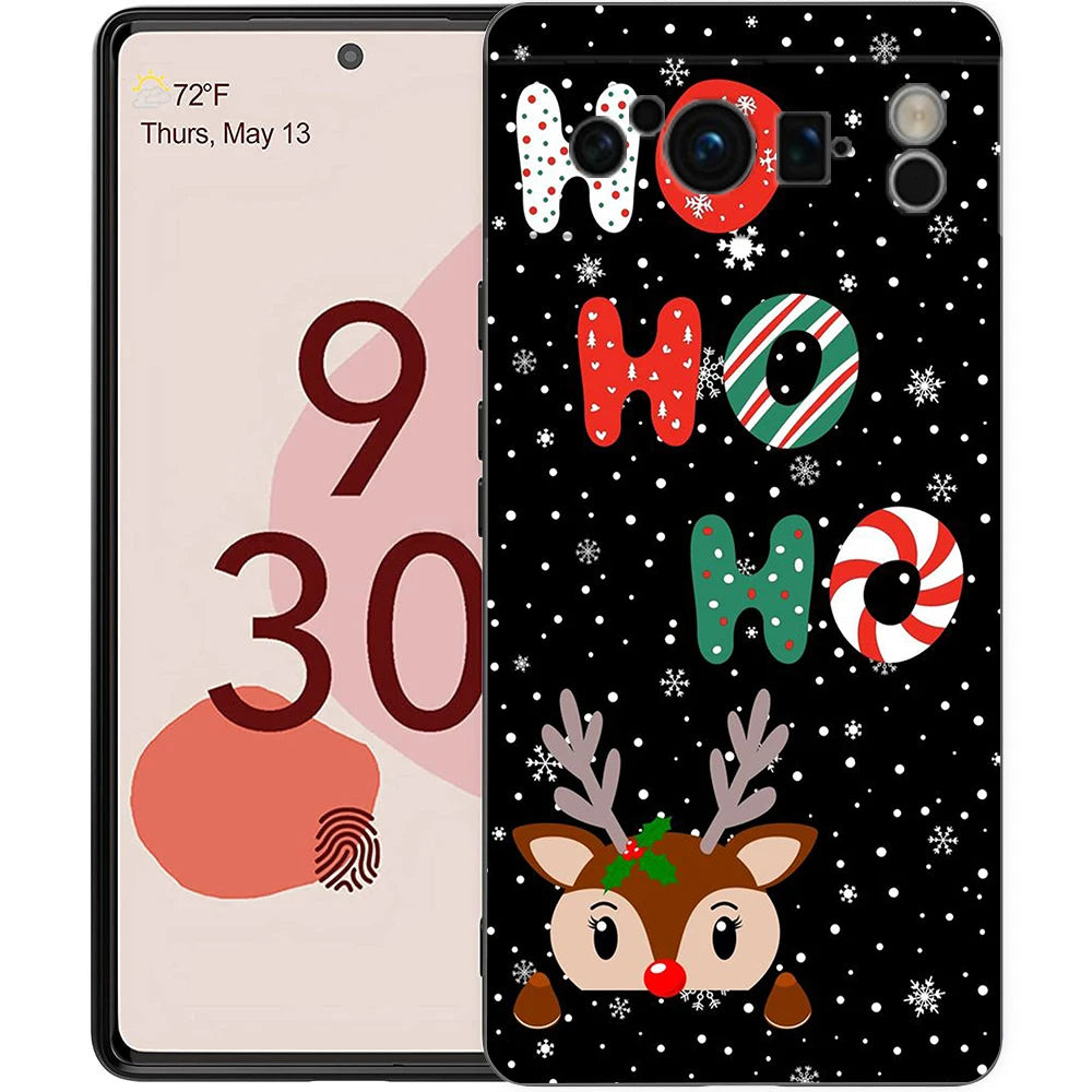Pixel 9 8 Hülle Cartoon Silikon TPU Halbgewickelt Weihnachten Case