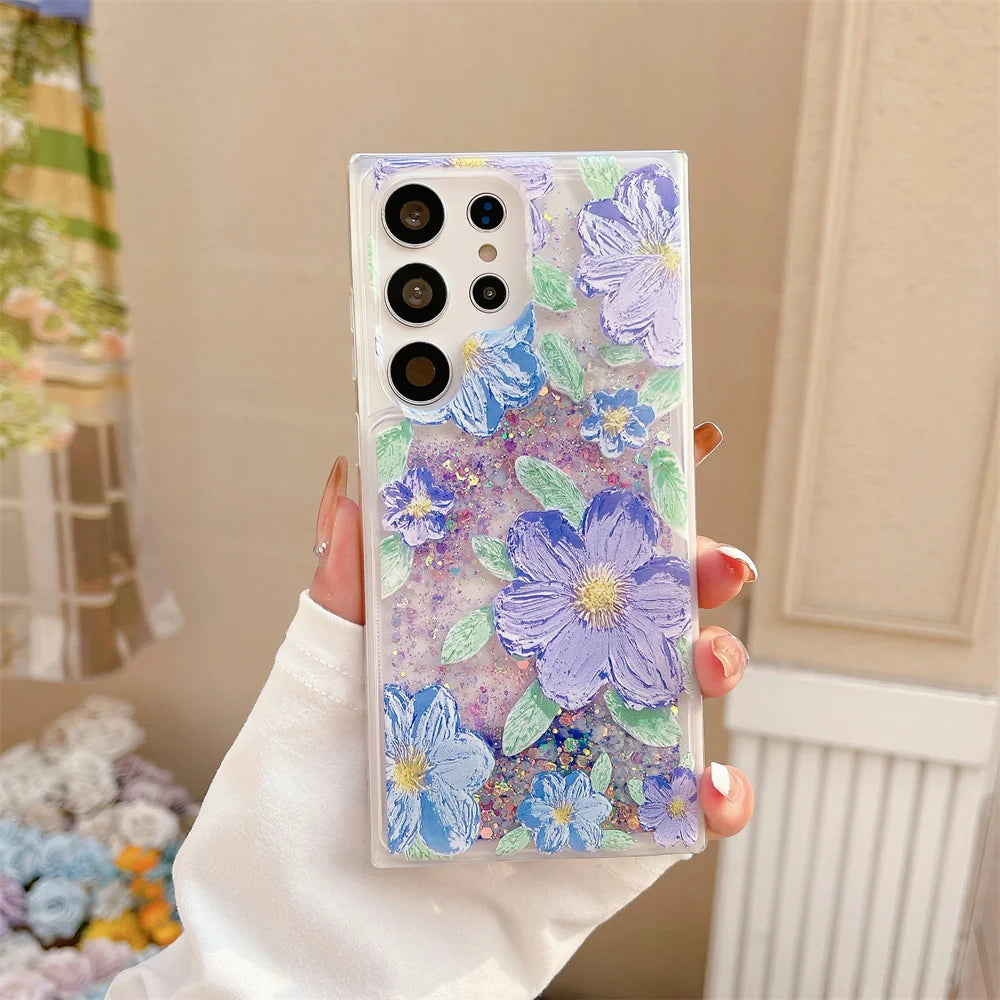 Leuchtende Blumen Hülle im Ölgemälde-Stil für Samsung