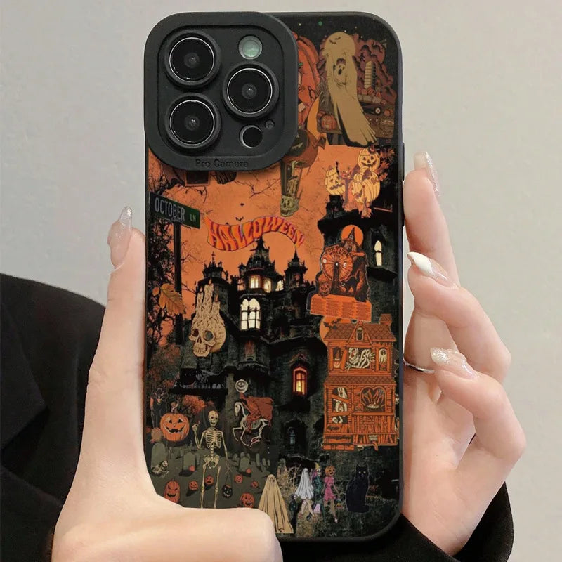Halloween Silikon Hülle für iPhone 16 bis 14 Plus