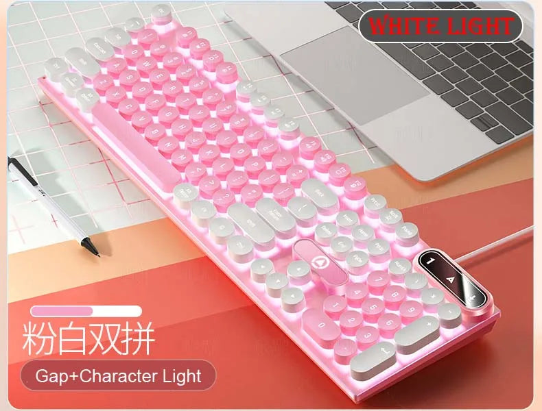K500 Rosa Gaming-Tastatur, 104 Tasten, kabelgebunden