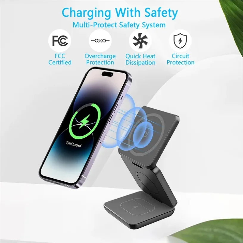 3-in-1 Magnetischer Ladehalter für iPhone & Apple Watch