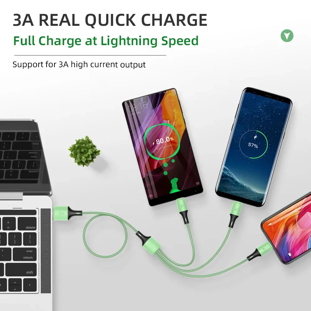 3-in-1 Ladekabel Typ C Micro iPhone Macarone