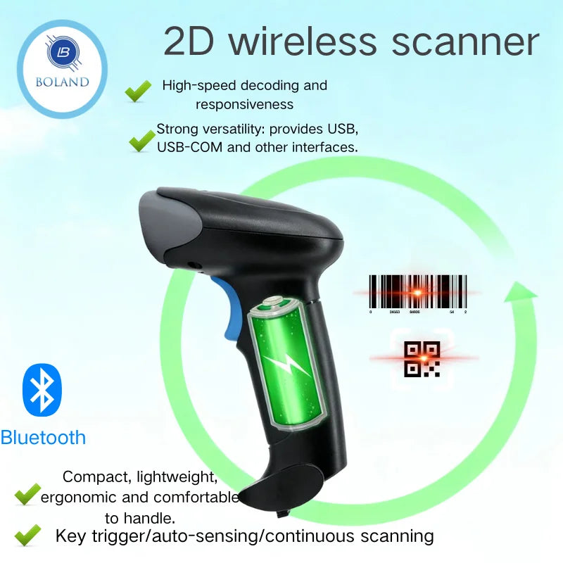 Kabelloser 1D/2D Barcode-Scanner mit Bluetooth