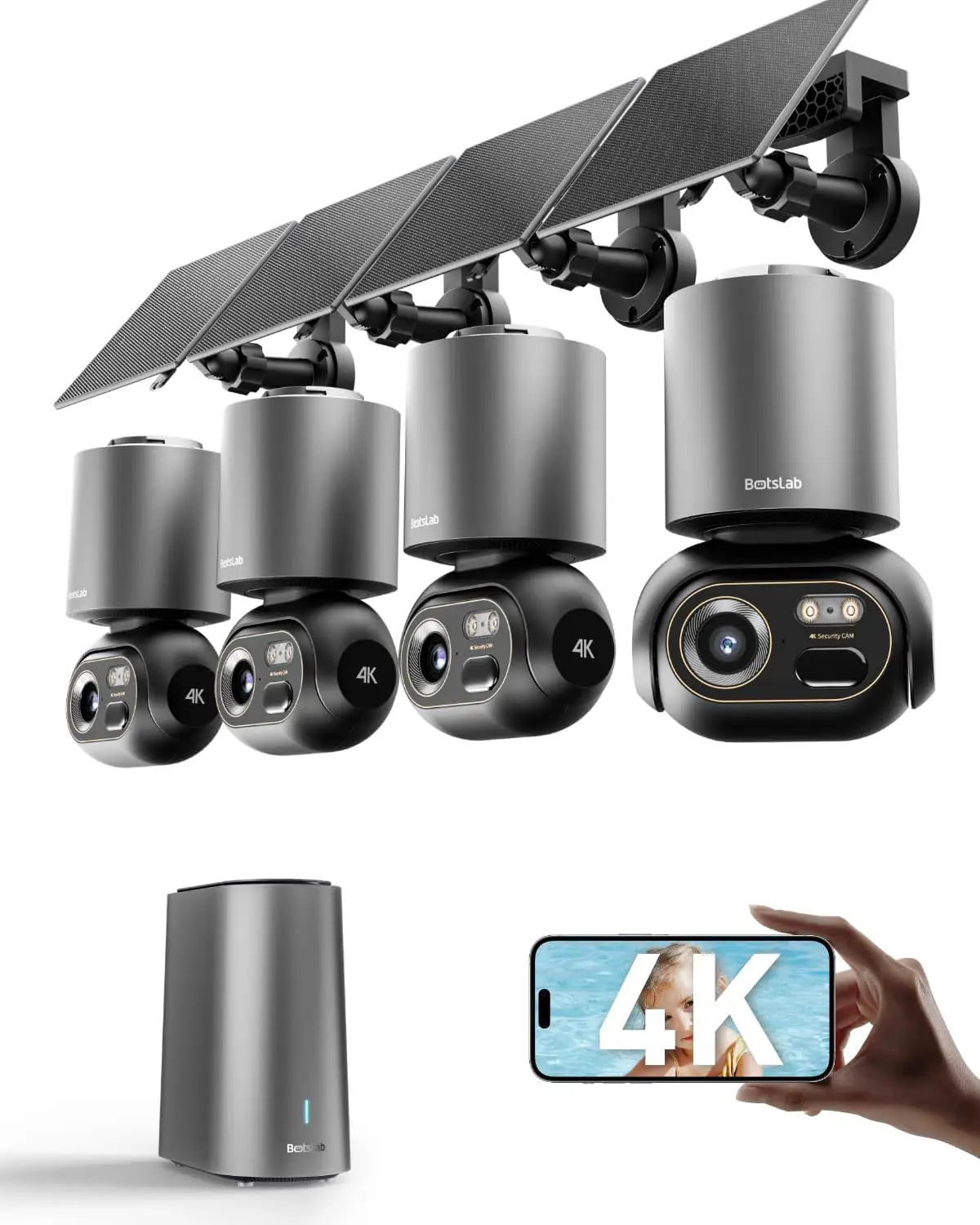 4K Solar WLAN Überwachungskamera mit KI und 360° PTZ