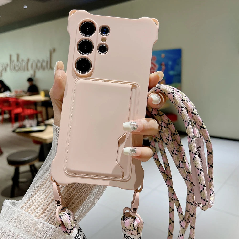 Luxus Crossbody Kartenhülle für Samsung Galaxy S25–S22