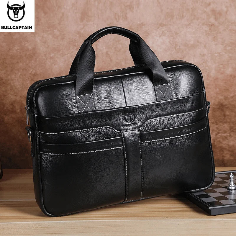 BULLCAPTAIN Herren Leder Laptoptasche