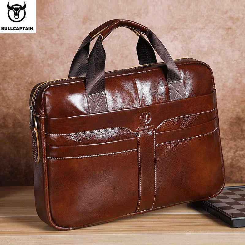 BULLCAPTAIN Herren Leder Laptoptasche