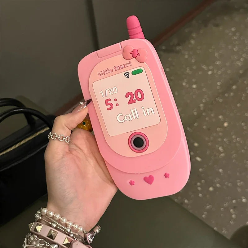 Süße 3D Rosa Flip Spiegel Silikonhülle iPhone