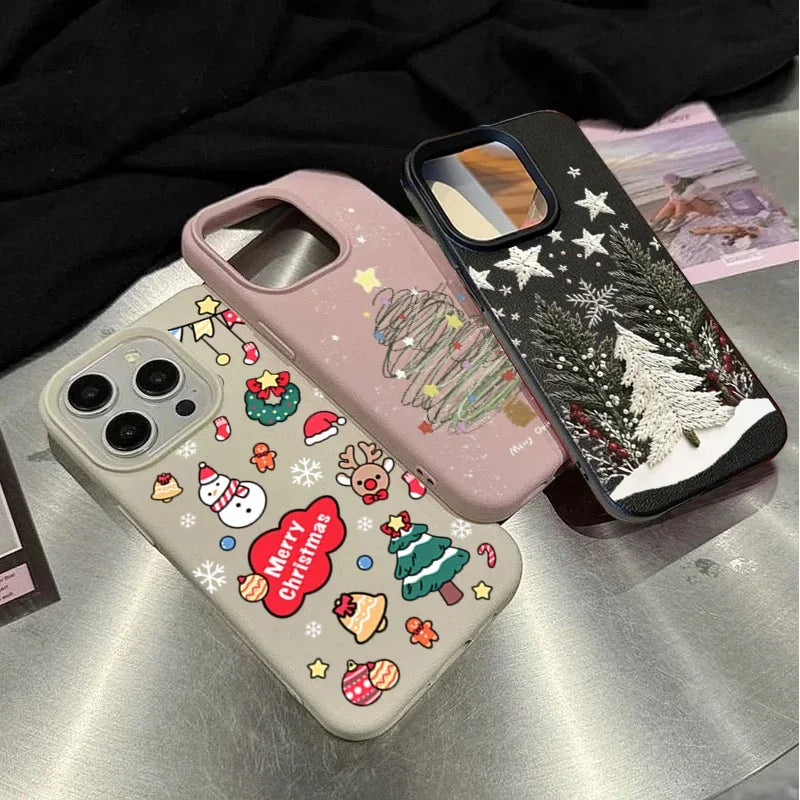 Handyhülle für Samsung S25 PU Leder Weihnachtsbaum