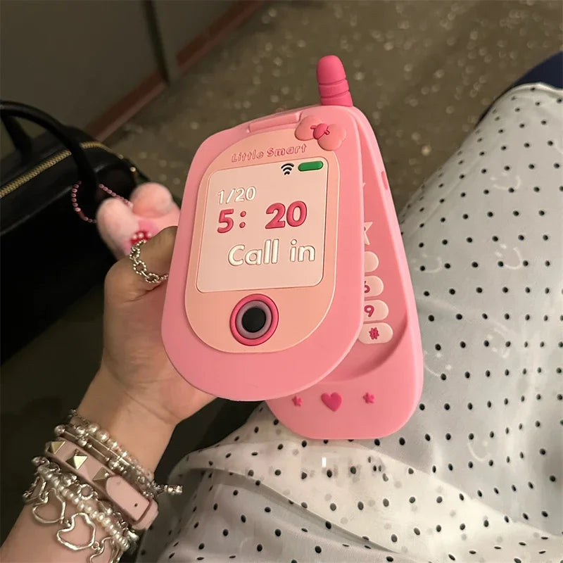 Süße 3D Rosa Flip Spiegel Silikonhülle iPhone