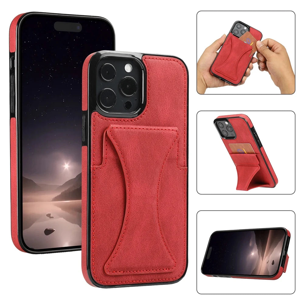 Lederhülle mit Ständer & Kartenfach für iPhone 17