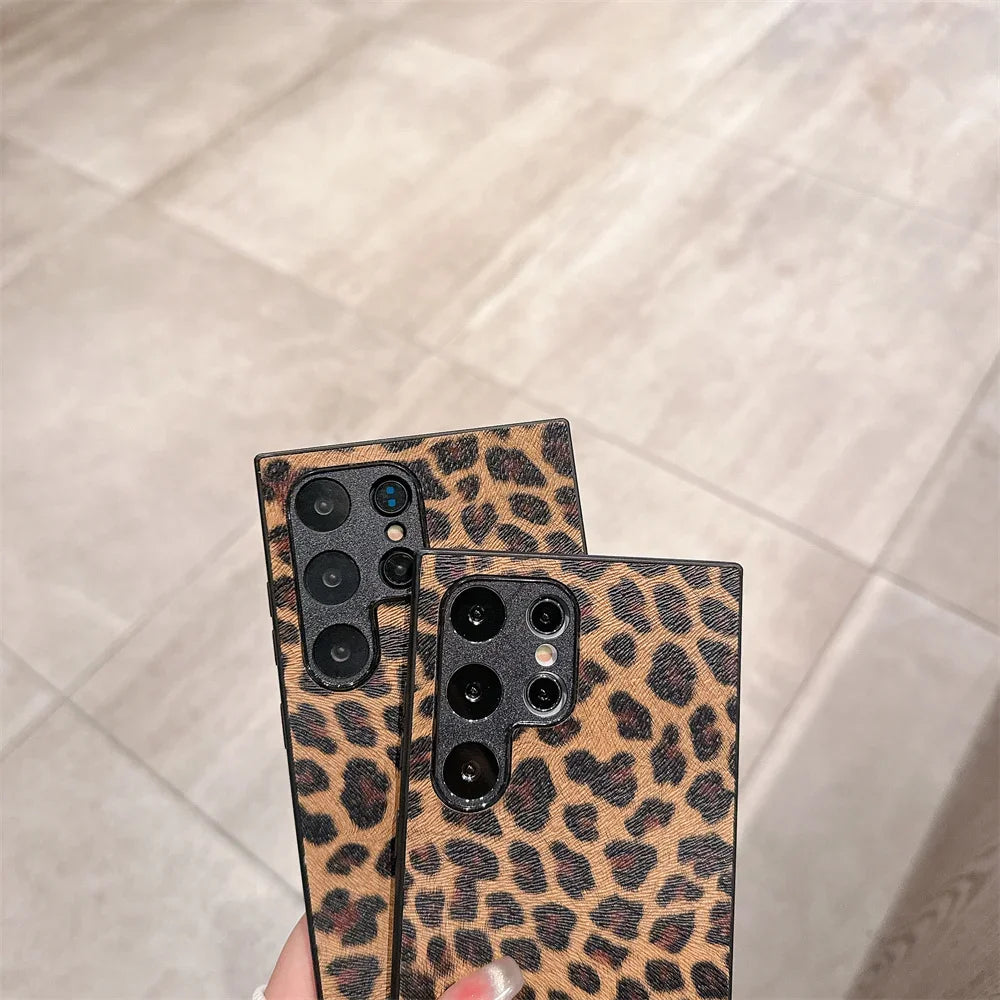 Luxus Hülle S24 Ultra Leopard Kroko Design