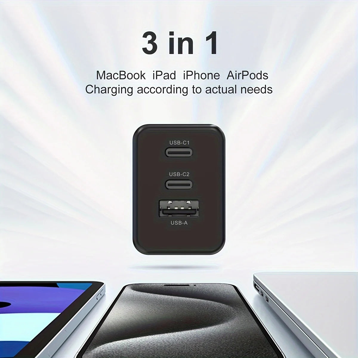 iPhone 16 Ladegerät 65W USB C+A Adapter
