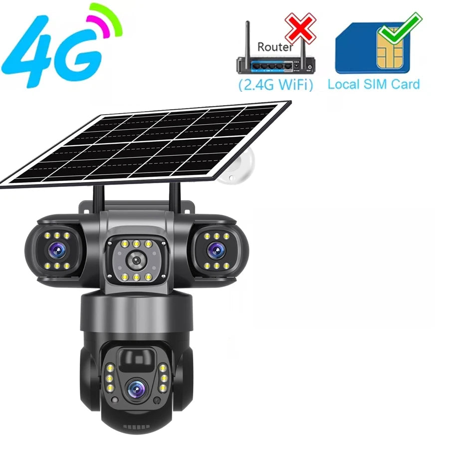 15MP Solar WLAN Kamera mit 3 Objektiven, 360° Sicht