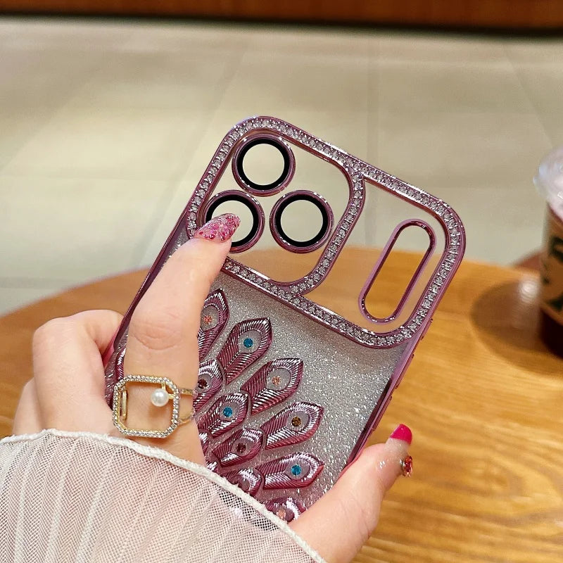 Luxus Glitzer-Pfau Hülle für iPhone 17 & mehr