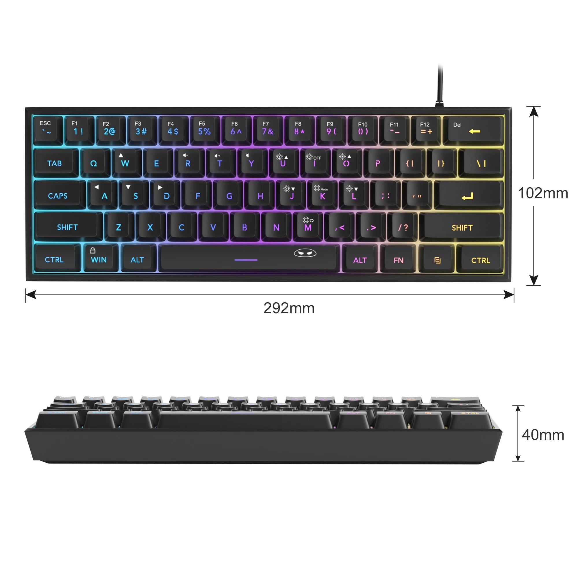 MageGee TS91 60 % Mini RGB Gaming-Tastatur