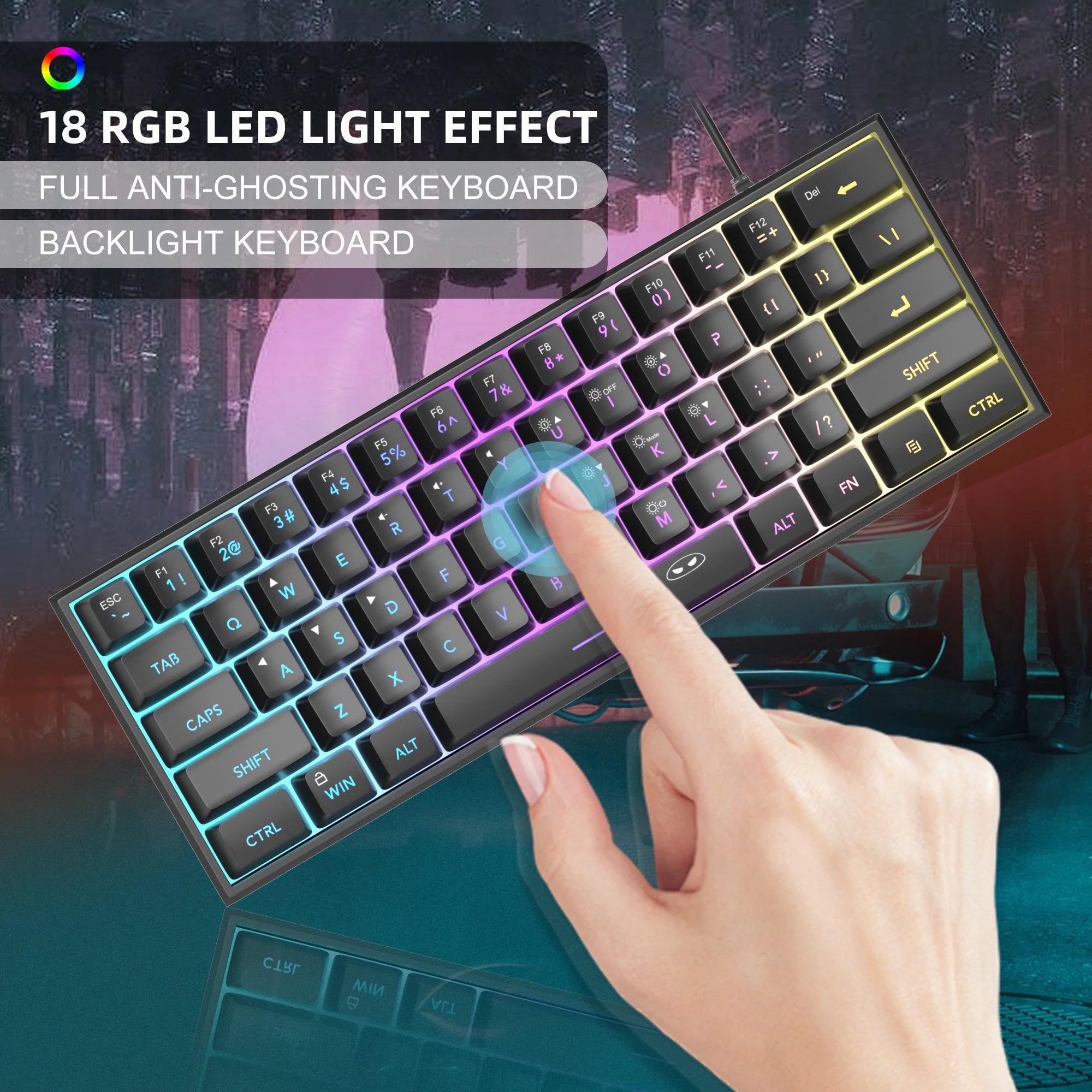 MageGee TS91 60 % Mini RGB Gaming-Tastatur
