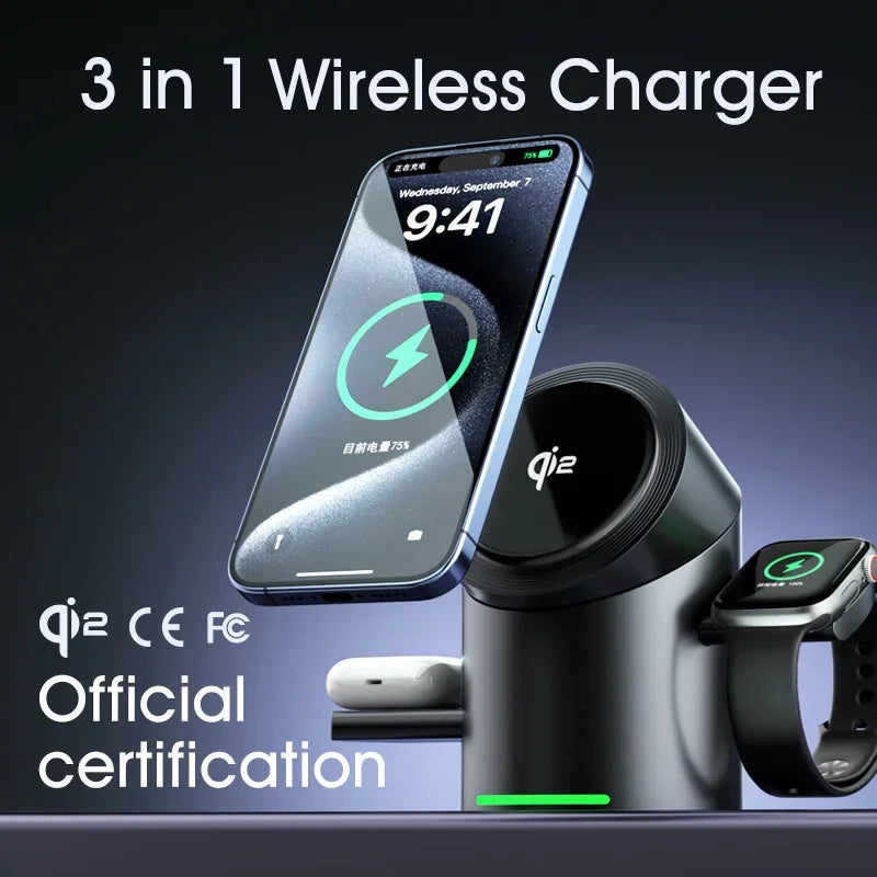 Qi2 3-in-1 Magnet Ladegerät mit Touch & Schnellladung