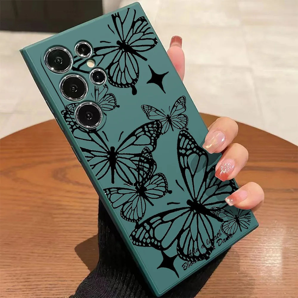 Schmetterling Hülle Schwarz für Samsung Galaxy