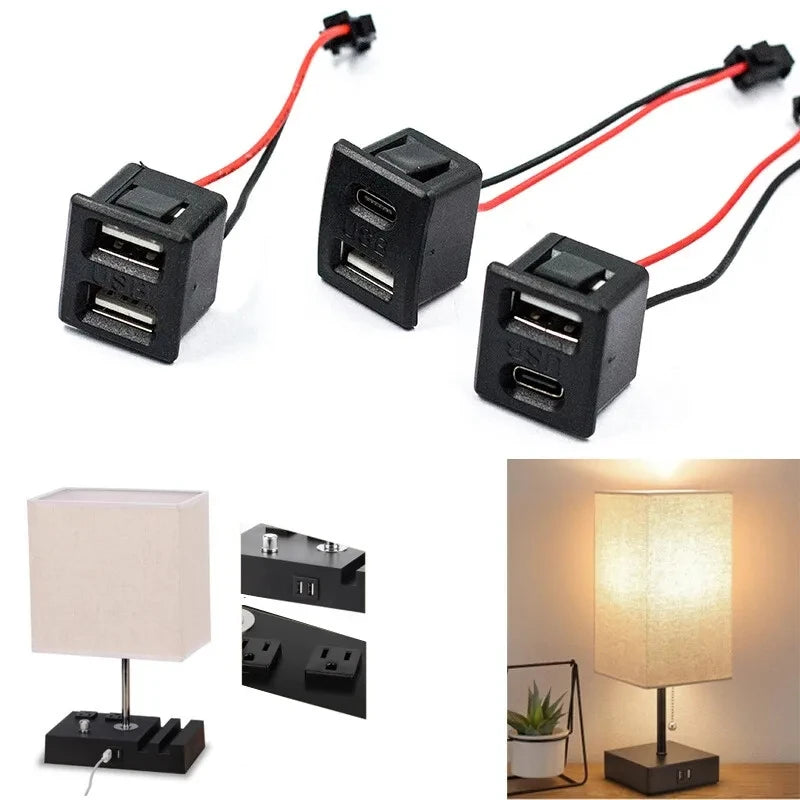 USB & Typ-C Doppelbuchse mit Kabel