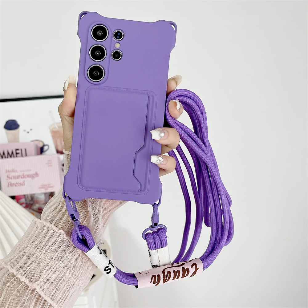Luxus Crossbody Kartenhülle für Samsung Galaxy S25–S22