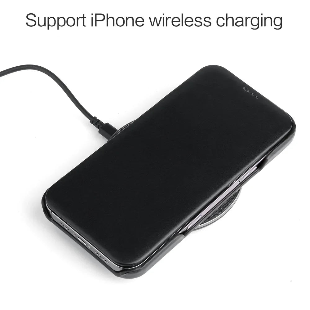 Premium Leder Flip Cover Hülle iPhone 17 Pro Max