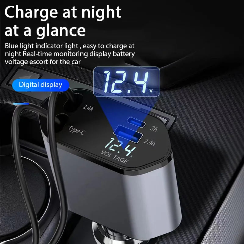 4-in-1 120W Auto Ladegerät USB-C Schnellladen