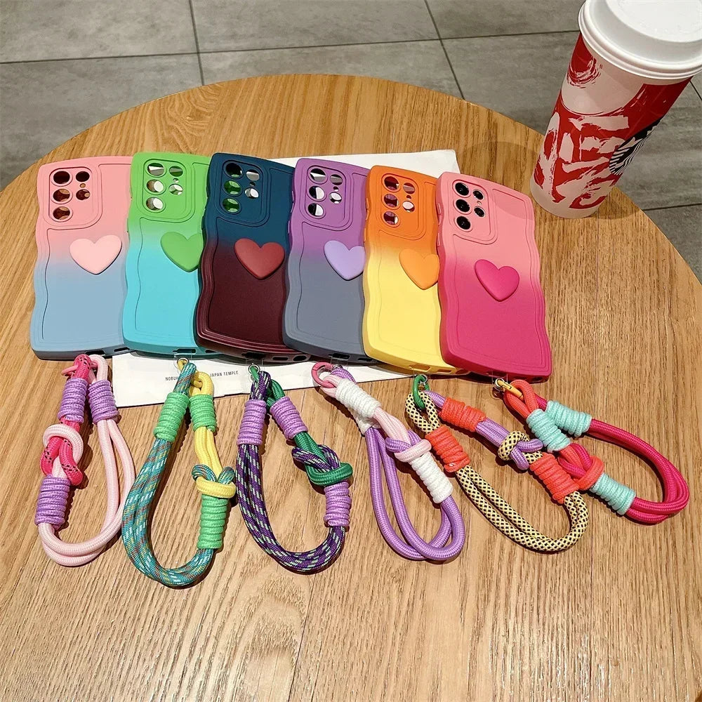 Gradient Wave Lanyard Hülle mit Herzgriff