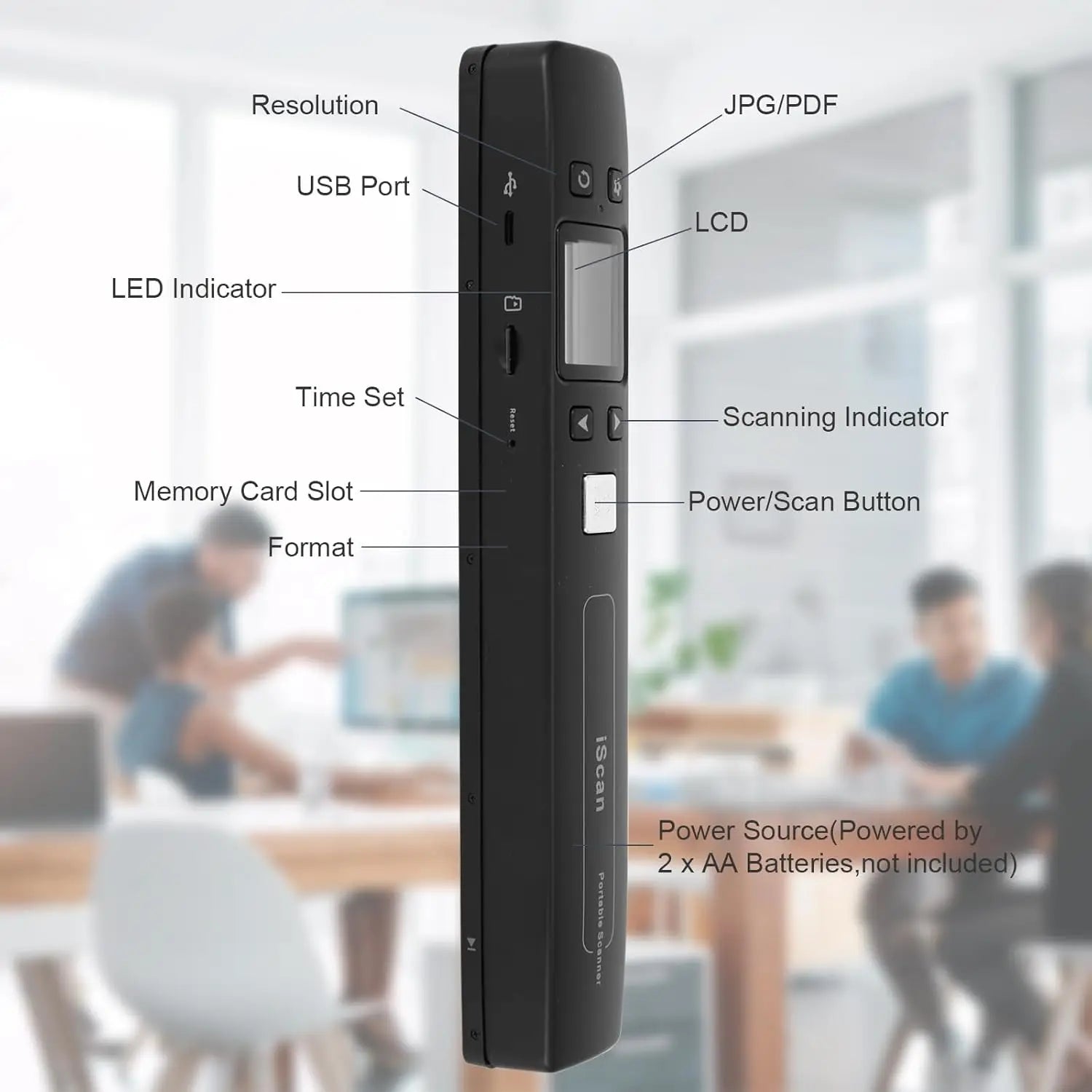 Tragbarer iScan Foto-Dokumentenscanner 1050 DPI WiFi