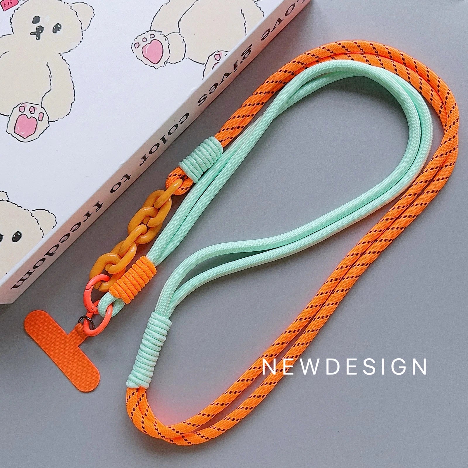 Verstellbares Leder-Handy-Lanyard mit Perlen