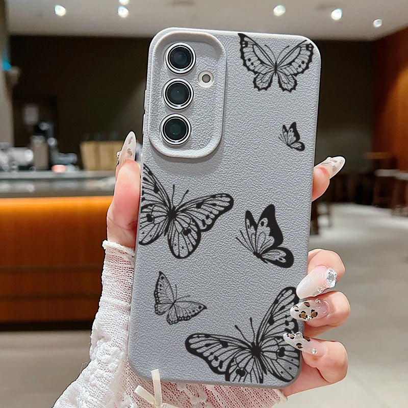 Elegante Schmetterlingshülle mit Leder-Optik für Samsung