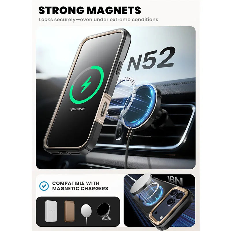 Magnetic Flip Case Full Protection with Glass &amp; Stand Function for iPhone 17 Pro Max
