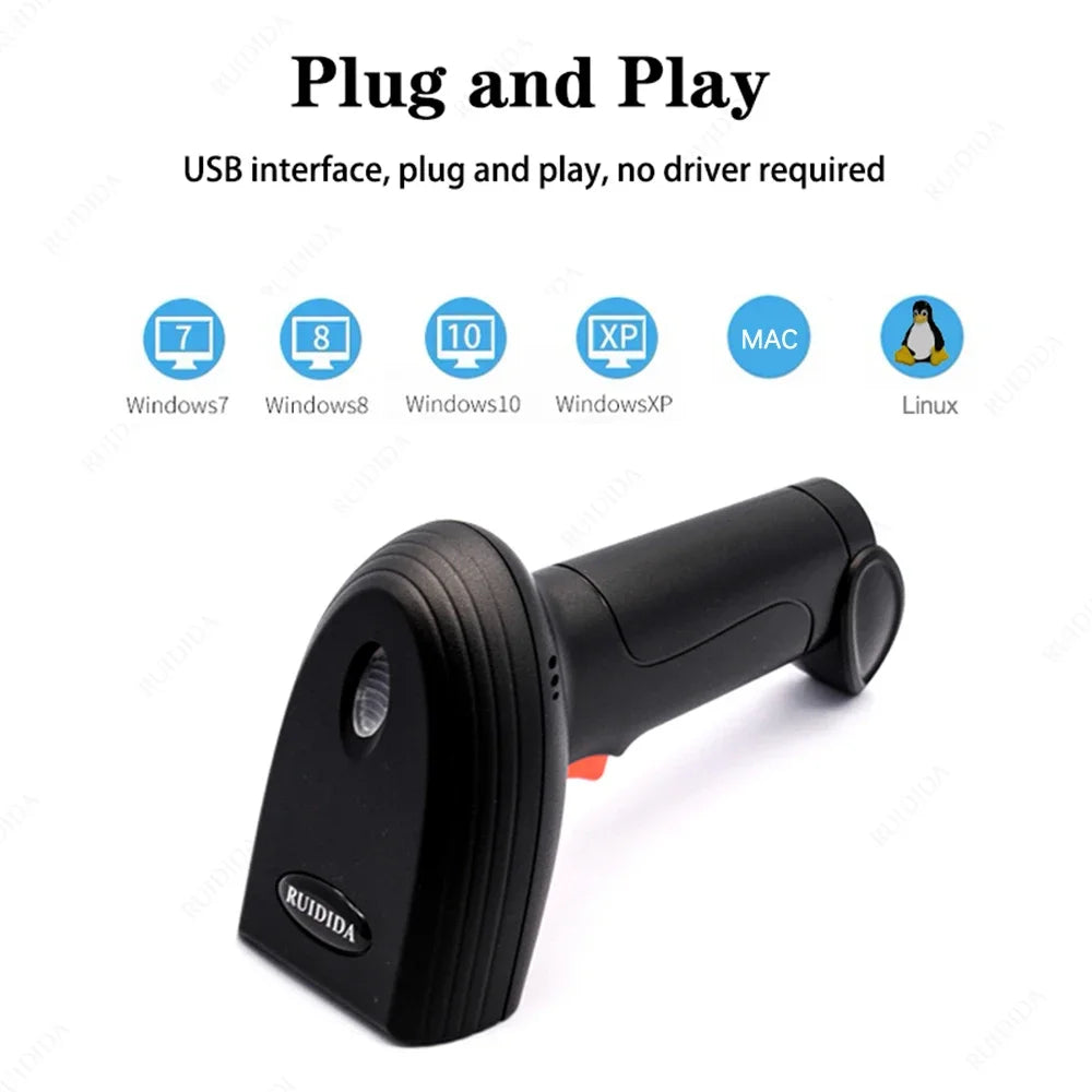 Wired 1D-2D scanner with stand, Bluetooth