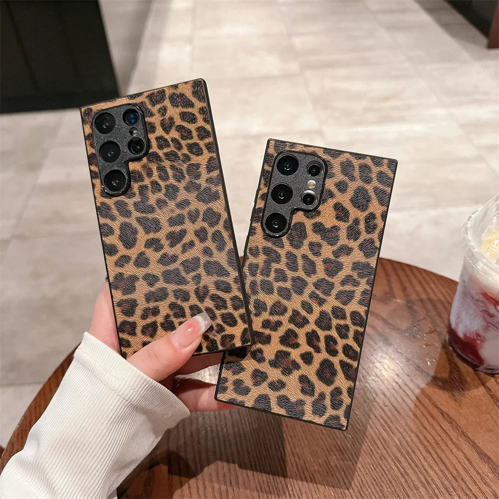 Luxus Hülle S24 Ultra Leopard Kroko Design